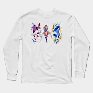 Watercolor Painted Lady Slipper Long Sleeve T-Shirt